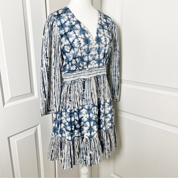 Anthropologie “Behati” Mini Dress Boho Shibori Tie-Dye Metallic Embroidery Small - Picture 5 of 16